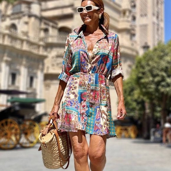 zara patchwork print dress